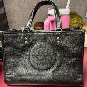 Coach Dempsey Carryall Bag With Patch Black Leather Crossbody Tote